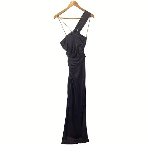 THE SEI Silk One-Shoulder Cut-Out Gown in Fig Color - Picture 13 of 15